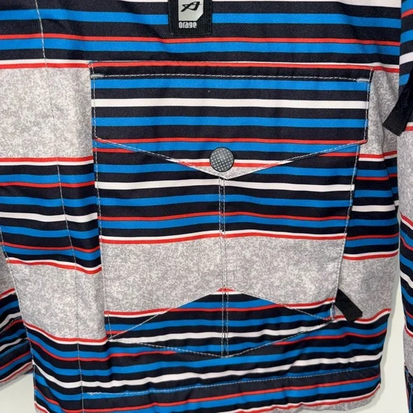 Orage stripe snowboard jacket boy's sz L (12) NWOT